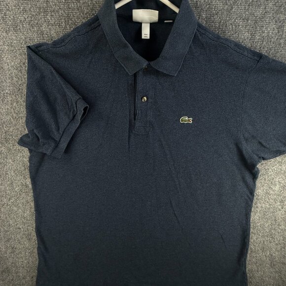 Lacoste Blue Short Sleeve Polo Shirt Men Croc Logo Cotton XL Classic Fit Peru - Picture 1 of 12